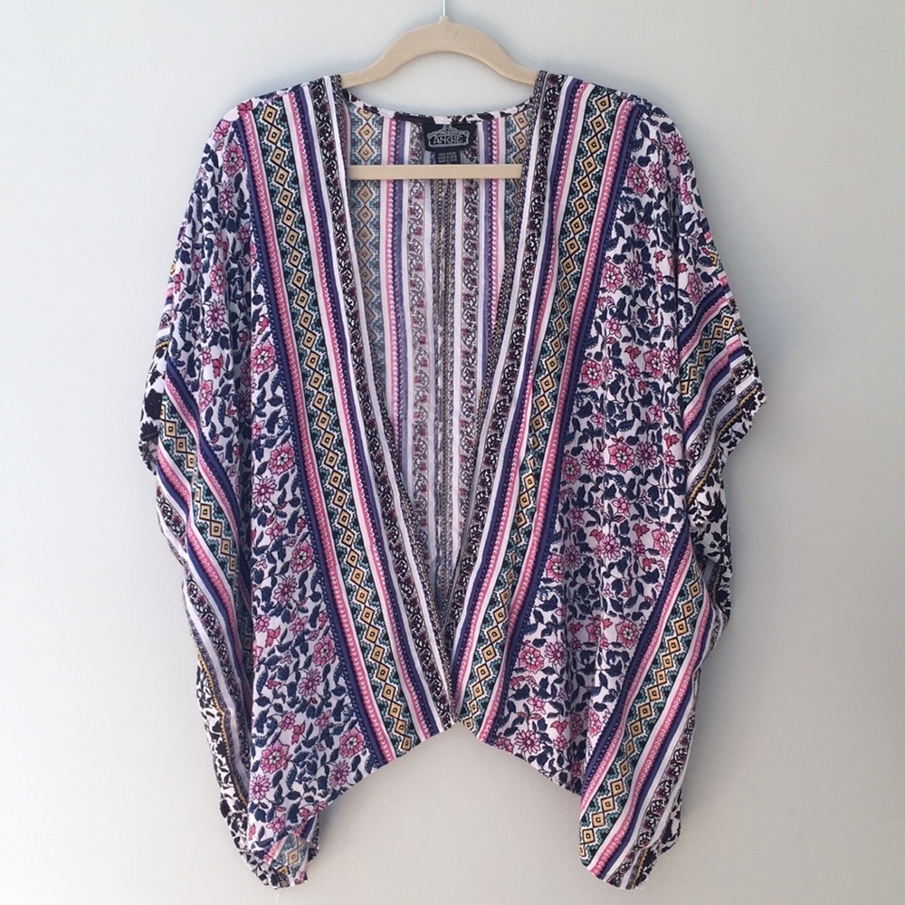 Angie purple floral topper kimono